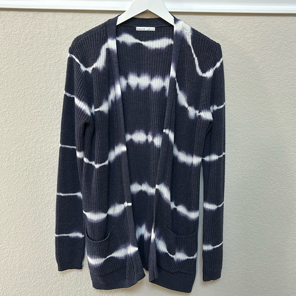 Kaily K Bleach Dyed Open Front Cardigan